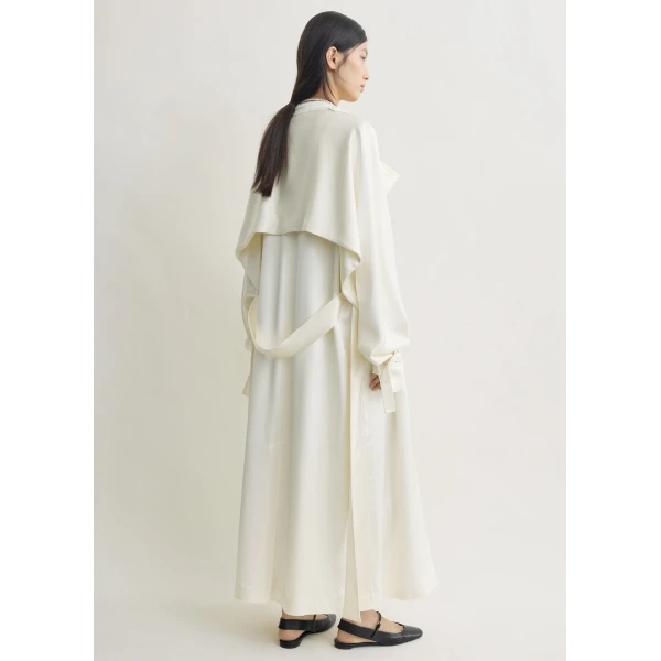 Totême Draped satin trench in Off-white - Coats - Scandinavian Minimalist Luxury at Luxury Shoes 
