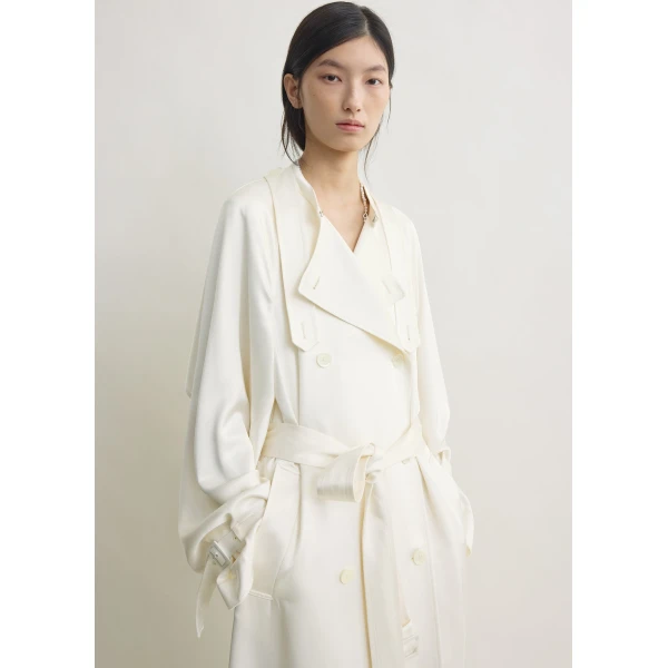 Totême Draped satin trench in Off-white - Coats - Scandinavian Minimalist Luxury at Luxury Shoes 