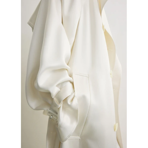 Totême Draped satin trench in Off-white - Coats - Scandinavian Minimalist Luxury at Luxury Shoes 