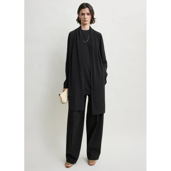Totême Draped scarf blouse in Black - Tops - Scandinavian Minimalist Luxury at Luxury Shoes 