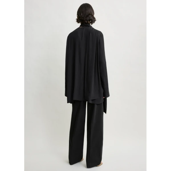 Totême Draped scarf blouse in Black - Tops - Scandinavian Minimalist Luxury at Luxury Shoes 