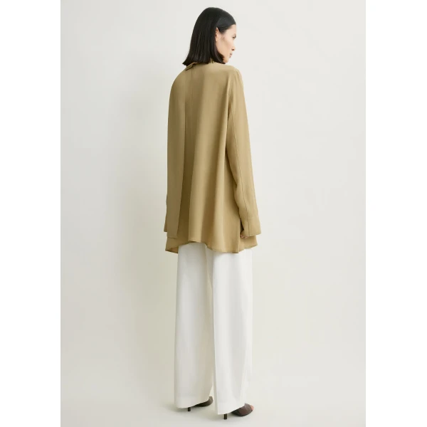 Totême Draped scarf blouse in Desert - Tops - Scandinavian Minimalist Luxury at Luxury Shoes 