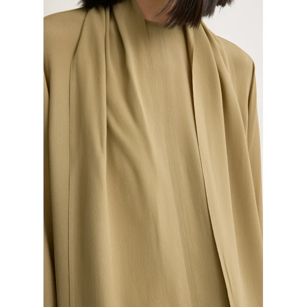 Totême Draped scarf blouse in Desert - Tops - Scandinavian Minimalist Luxury at Luxury Shoes 