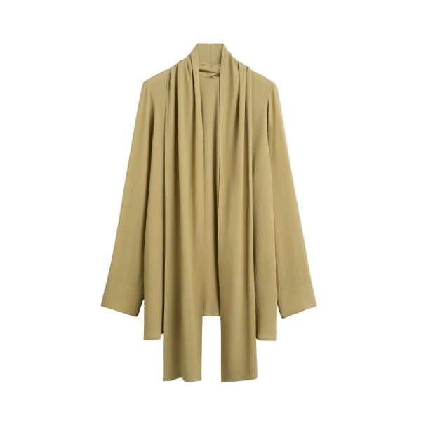 Totême Draped scarf blouse in Desert - Tops - Scandinavian Minimalist Luxury at Luxury Shoes 