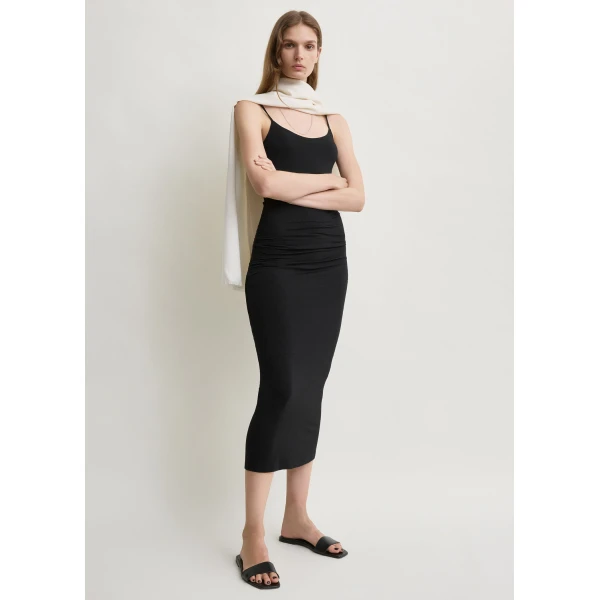 Totême Draped slip dress in Black - Dresses - Scandinavian Minimalist Luxury at Luxury Shoes 
