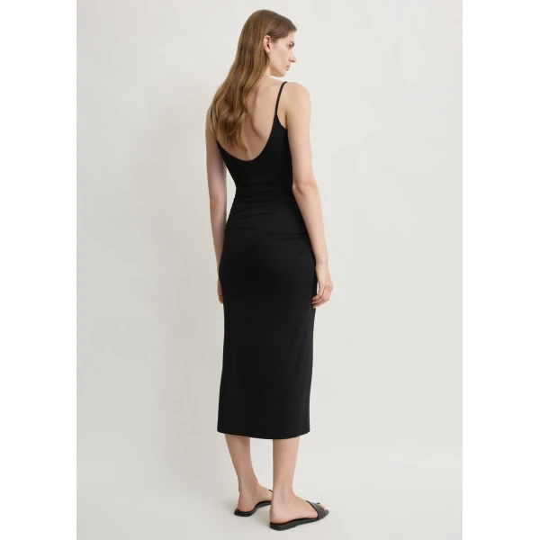 Totême Draped slip dress in Black - Dresses - Scandinavian Minimalist Luxury at Luxury Shoes 