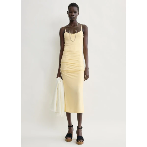 Totême Draped slip dress in Buttercup - Dresses - Scandinavian Minimalist Luxury at Luxury Shoes 