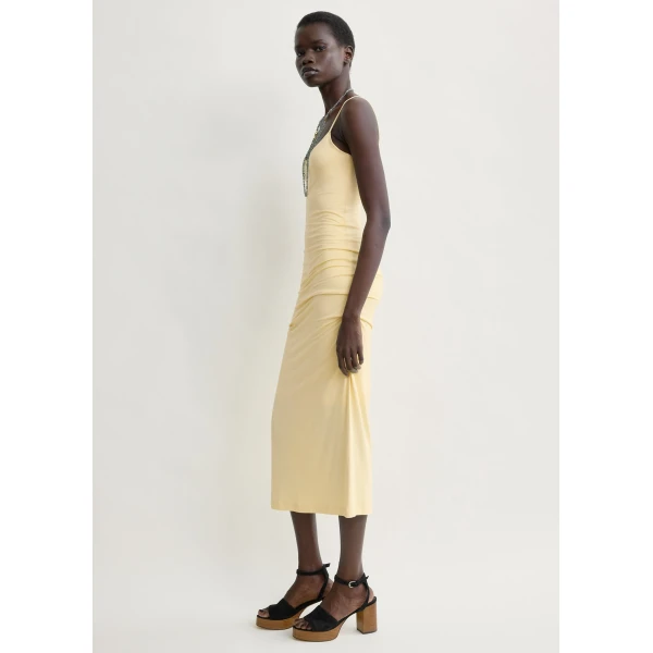 Totême Draped slip dress in Buttercup - Dresses - Scandinavian Minimalist Luxury at Luxury Shoes 