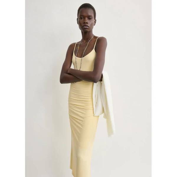 Totême Draped slip dress in Buttercup - Dresses - Scandinavian Minimalist Luxury at Luxury Shoes 