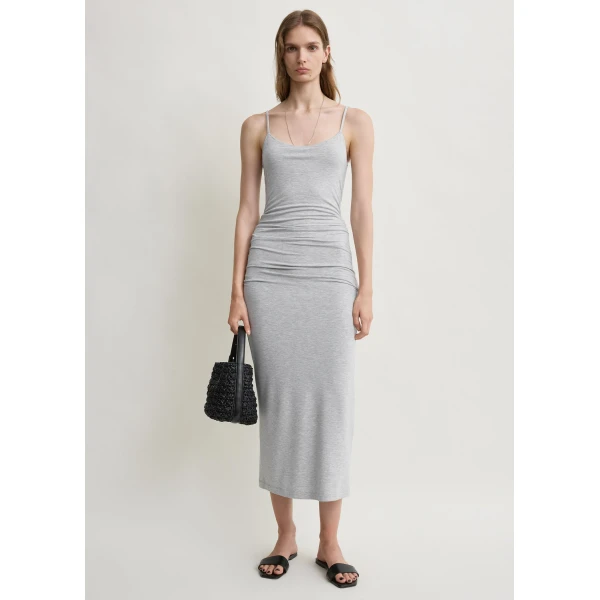 Totême Draped slip dress pale grey mélange in Pale grey melange - Dresses - Scandinavian Minimalist Luxury at Luxury Shoes 
