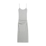Totême Draped slip dress pale grey mélange in Pale grey melange - Dresses - Scandinavian Minimalist Luxury at Luxury Shoes 