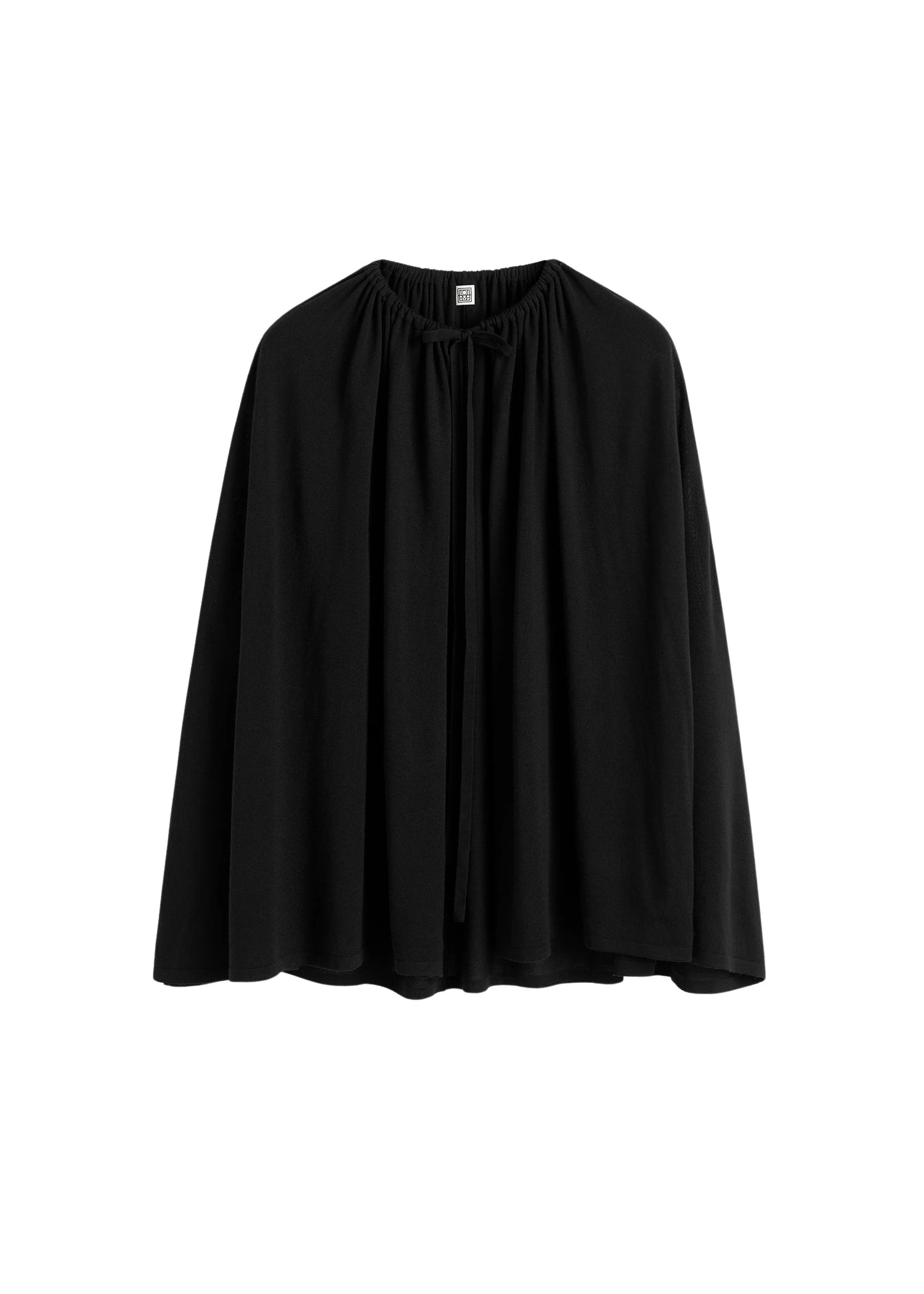 Toteme-Drawstring-cape-in-Black80153_nobg Totême Drawstring cape in Black - Knitwear - Scandinavian Minimalist Luxury at Luxury Shoes
