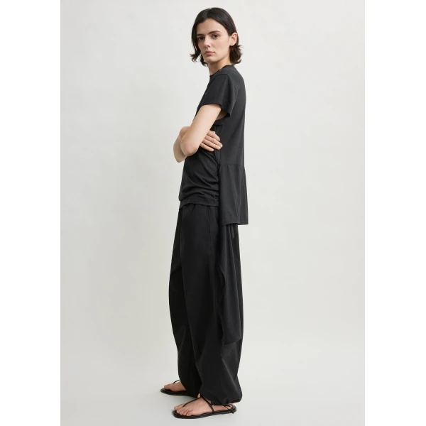 Totême Drawstring cotton trousers in Black - Pants - Scandinavian Minimalist Luxury at Luxury Shoes 