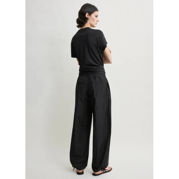 Totême Drawstring cotton trousers in Black - Pants - Scandinavian Minimalist Luxury at Luxury Shoes 