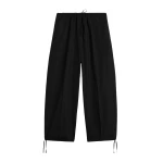 Totême Drawstring cotton trousers in Black - Pants - Scandinavian Minimalist Luxury at Luxury Shoes 