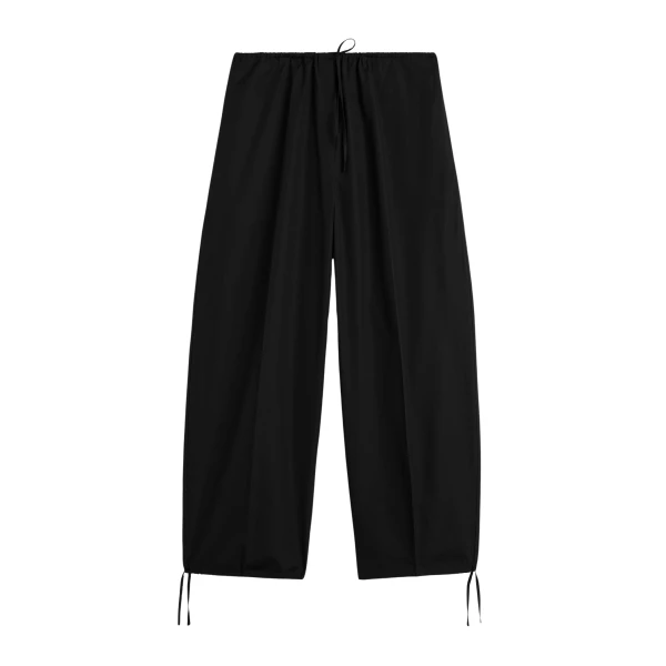 Totême Drawstring cotton trousers in Black - Pants - Scandinavian Minimalist Luxury at Luxury Shoes 
