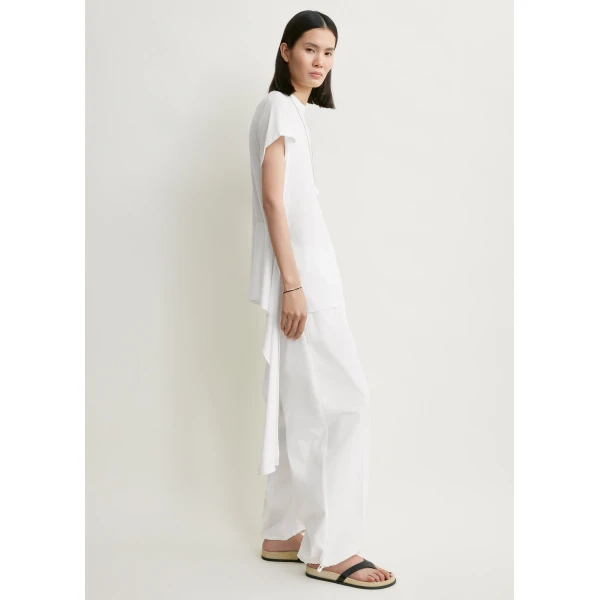 Totême Drawstring cotton trousers in White - Pants - Scandinavian Minimalist Luxury at Luxury Shoes 