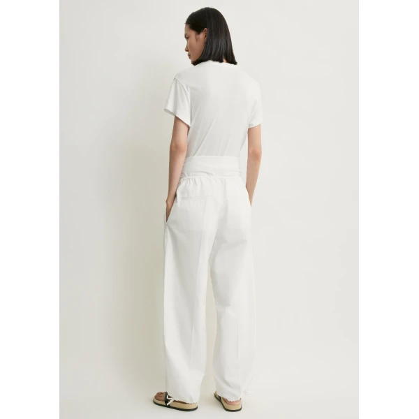 Totême Drawstring cotton trousers in White - Pants - Scandinavian Minimalist Luxury at Luxury Shoes 
