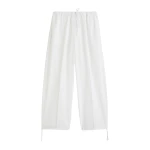 Totême Drawstring cotton trousers in White - Pants - Scandinavian Minimalist Luxury at Luxury Shoes 