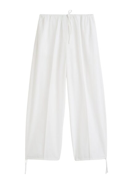 Totême Drawstring cotton trousers in White - Pants - Scandinavian Minimalist Luxury at Luxury Shoes 