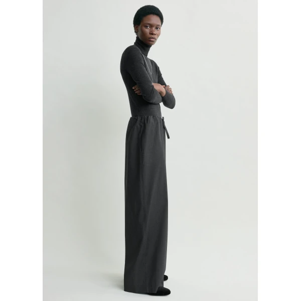 Totême Drawstring dinner trousers in Charcoal melange - Pants - Scandinavian Minimalist Luxury at Luxury Shoes 