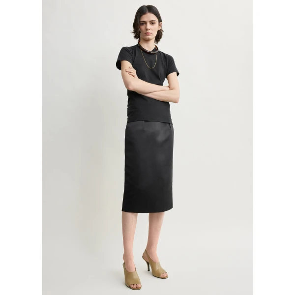 Totême Duchess satin pencil skirt in Black - Skirts - Scandinavian Minimalist Luxury at Luxury Shoes 