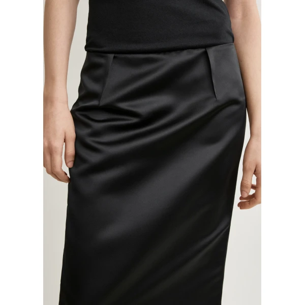 Totême Duchess satin pencil skirt in Black - Skirts - Scandinavian Minimalist Luxury at Luxury Shoes 