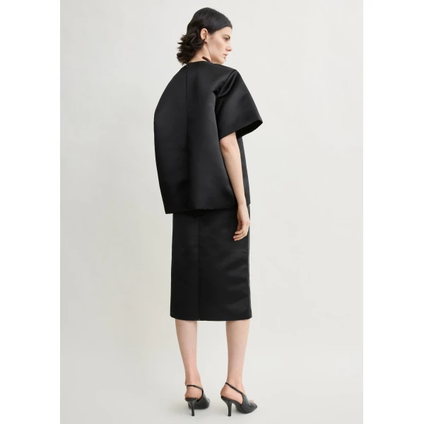 Totême Duchess satin tee in Black - Tops - Scandinavian Minimalist Luxury at Luxury Shoes 
