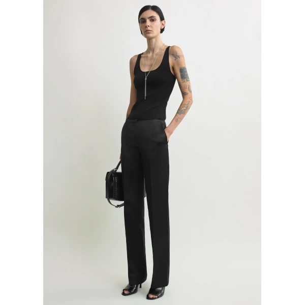Totême Easy raw edge trousers in Black - Pants - Scandinavian Minimalist Luxury at Luxury Shoes 