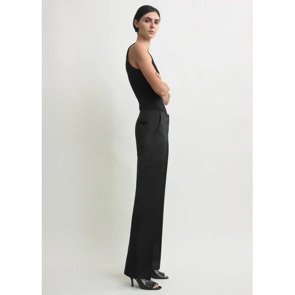 Totême Easy raw edge trousers in Black - Pants - Scandinavian Minimalist Luxury at Luxury Shoes 
