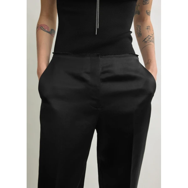 Totême Easy raw edge trousers in Black - Pants - Scandinavian Minimalist Luxury at Luxury Shoes 