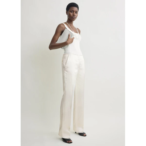 Totême Easy raw edge trousers in White - Pants - Scandinavian Minimalist Luxury at Luxury Shoes 