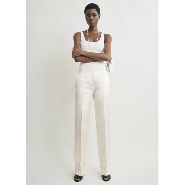 Totême Easy raw edge trousers in White - Pants - Scandinavian Minimalist Luxury at Luxury Shoes 