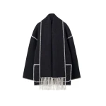 Totême Embroidered scarf jacket dark grey mélange in Dark grey melange - Jackets - Scandinavian Minimalist Luxury at Luxury Shoes 