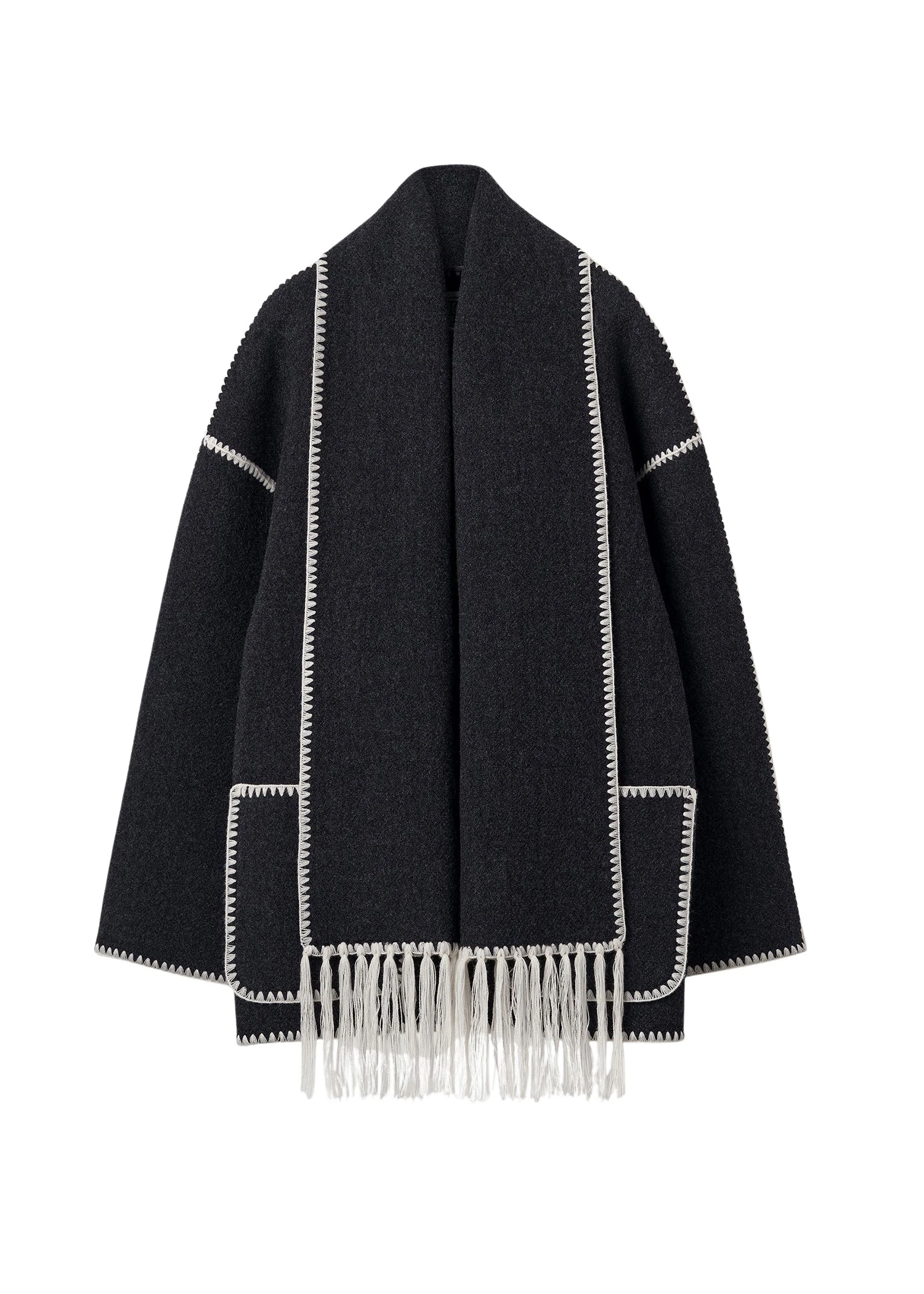 Toteme-Embroidered-scarf-jacket-dark-grey-melange-in-Dark-grey-melange77059_nobg Totême Embroidered scarf jacket dark grey mélange in Dark grey melange - Jackets - Scandinavian Minimalist Luxury at Luxury Shoes