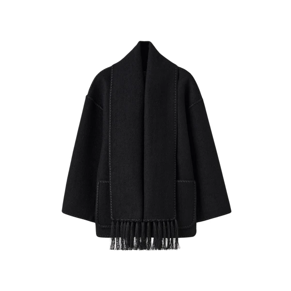 Totême Embroidered scarf jacket in Black - Jackets - Scandinavian Minimalist Luxury at Luxury Shoes 