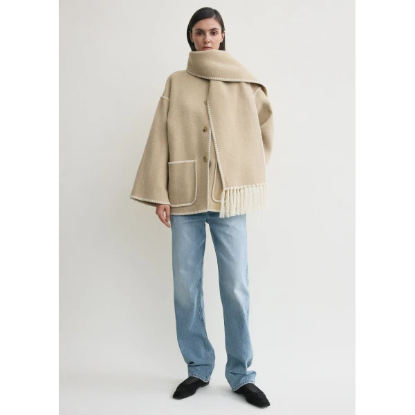 Totême Embroidered scarf jacket in Harvest - Jackets - Scandinavian Minimalist Luxury at Luxury Shoes 