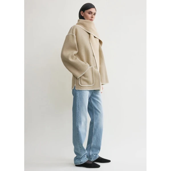 Totême Embroidered scarf jacket in Harvest - Jackets - Scandinavian Minimalist Luxury at Luxury Shoes 