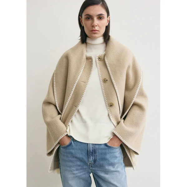 Totême Embroidered scarf jacket in Harvest - Jackets - Scandinavian Minimalist Luxury at Luxury Shoes 