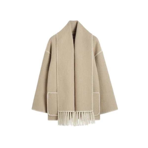 Totême Embroidered scarf jacket in Harvest - Jackets - Scandinavian Minimalist Luxury at Luxury Shoes 
