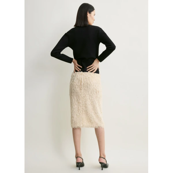 Totême Feathered-jersey skirt in Eggshell - Skirts - Scandinavian Minimalist Luxury at Luxury Shoes 