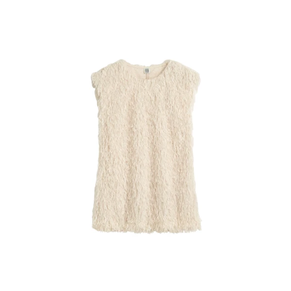 Totême Feathered-jersey top in Eggshell - Tops - Scandinavian Minimalist Luxury at Luxury Shoes 