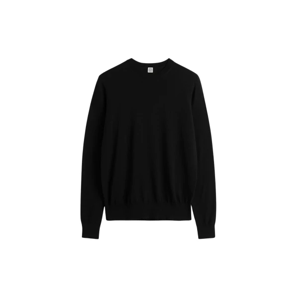 Totême Fine crew knit in Black - Knitwear - Scandinavian Minimalist Luxury at Luxury Shoes 