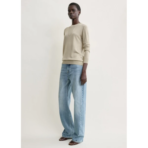 Totême Fine crew knit in Fawn - Knitwear - Scandinavian Minimalist Luxury at Luxury Shoes 