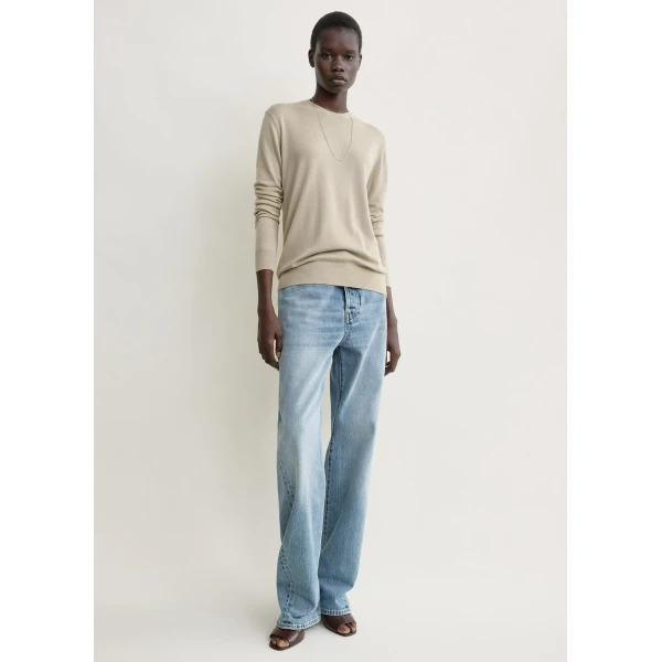 Totême Fine crew knit in Fawn - Knitwear - Scandinavian Minimalist Luxury at Luxury Shoes 