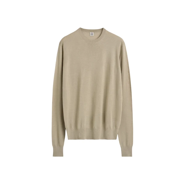 Totême Fine crew knit in Fawn - Knitwear - Scandinavian Minimalist Luxury at Luxury Shoes 