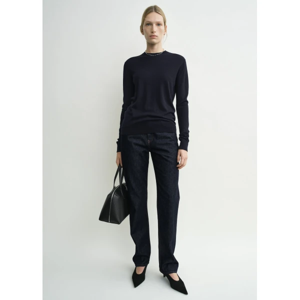 Totême Fine crew knit in Midnight - Knitwear - Scandinavian Minimalist Luxury at Luxury Shoes 