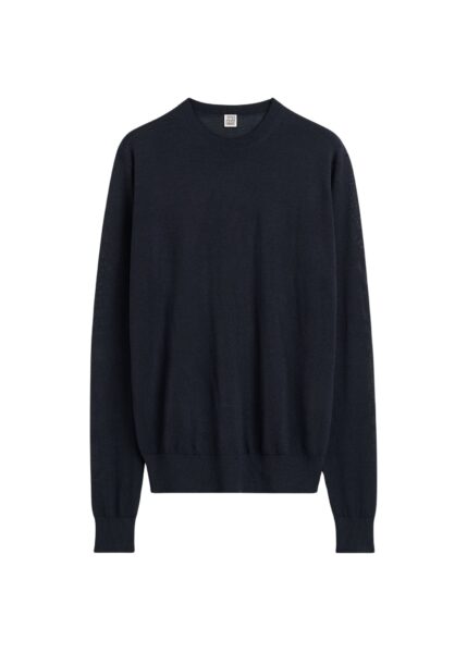 Totême Fine crew knit in Midnight - Knitwear - Scandinavian Minimalist Luxury at Luxury Shoes 