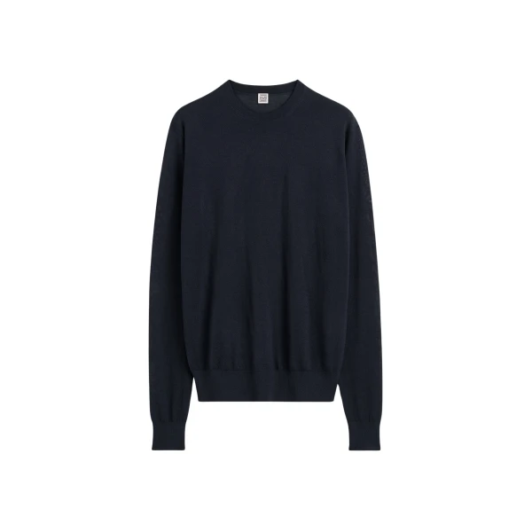 Totême Fine crew knit in Midnight - Knitwear - Scandinavian Minimalist Luxury at Luxury Shoes 