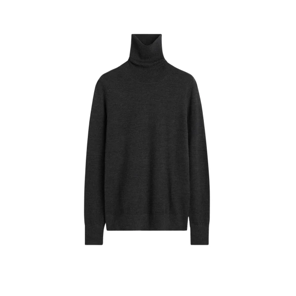 Totême Fine turtleneck charcoal in Charcoal melange - Knitwear - Scandinavian Minimalist Luxury at Luxury Shoes 